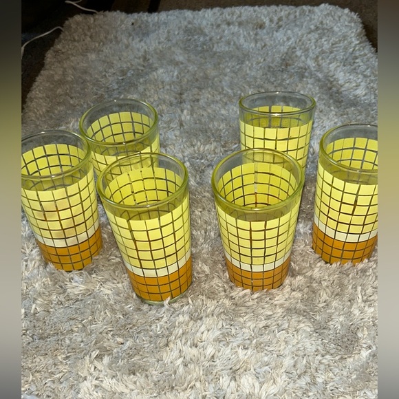 Vintage Anchor Hocking Set of 6 Checkered drinking Glasses - Picture 6 of 8